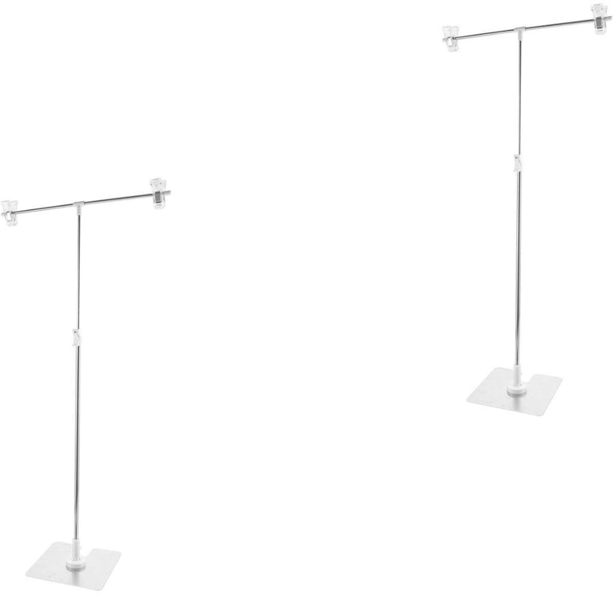 Dailygoods- Achtergrondhouder T-vormige Bodemsteun - 2 Stuks - Lichtgewicht - Opvouwbaar - Roestvrij Staal - Geschikt voor Fotografie - Achtergrondstandaard