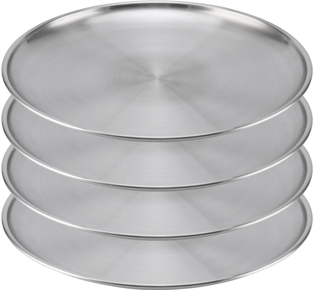 Dailygoods- Pizzaplaat 4 stuks - Ronde Pizzaplaat - Roestvrij Staal - 26 cm - Bakken in de Oven - Geschikt voor Camping - Pizzabord