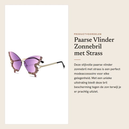 Dailygoods - Paarse Vlinder Zonnebril met Strass van Dailygoods — afbeelding 2