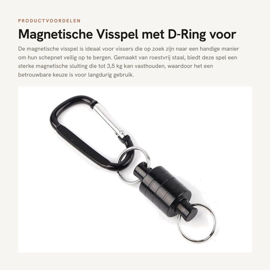 Dailygoods- Visgesp Roestvrij Staal - Magnetische Haak - D-Ring - Vissysteem - Accessoire voor Vliegvissen - Houdkracht tot 3,5 kg van Dailygoods — afbeelding 4