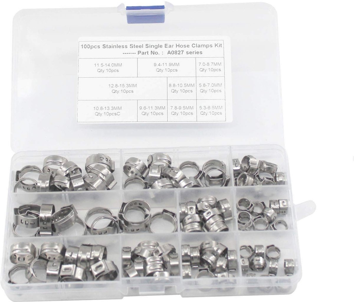 Dailygoods- Slangenklemmen Set 100 Stuks - 304 Roestvrij Staal