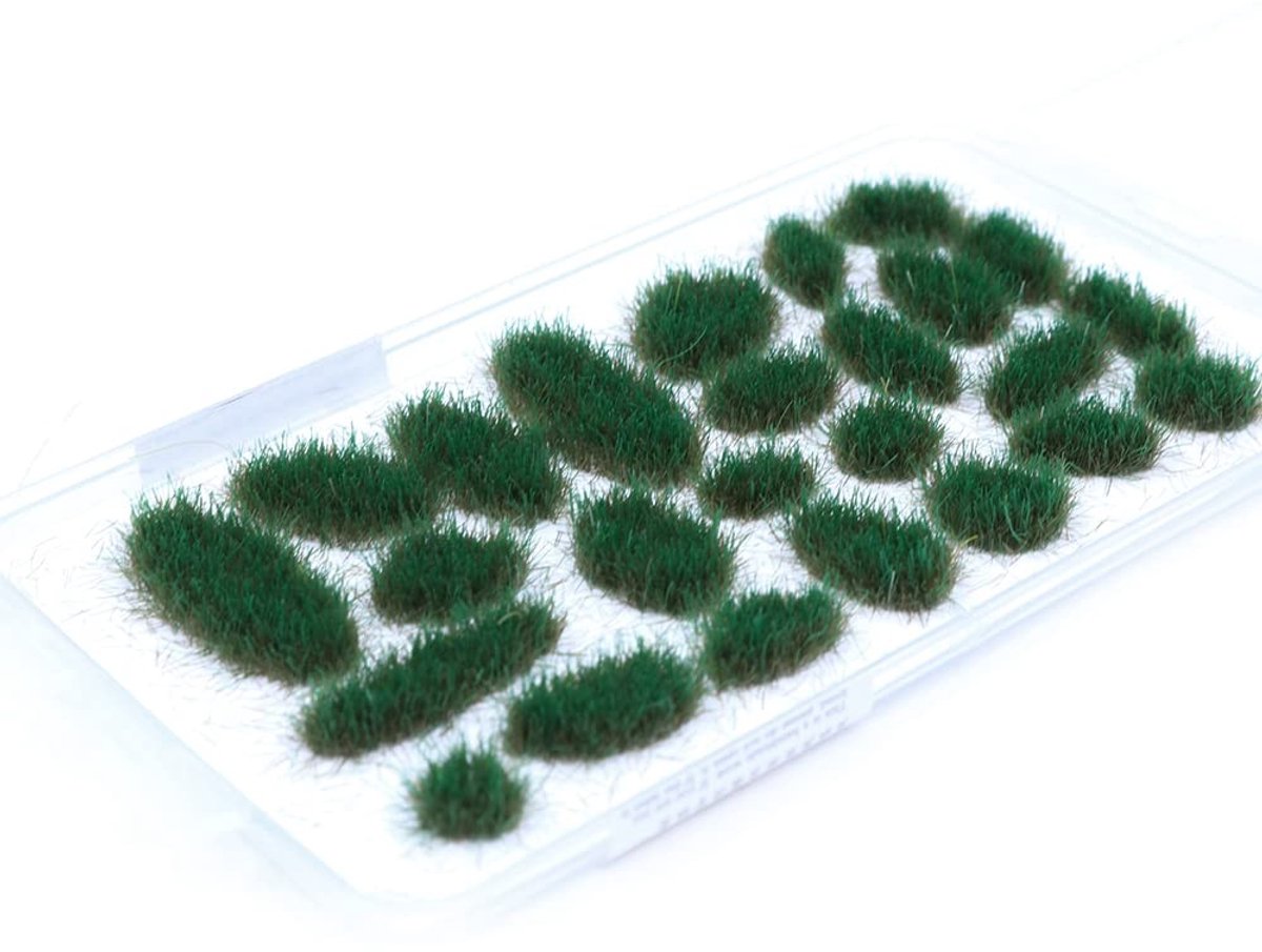 Dailygoods- Statisch Gras 6 mm - 32 Stuks - Zelfklevend - Kunstmatig Drooggras - Bosje - Donkergroen - Modelgras