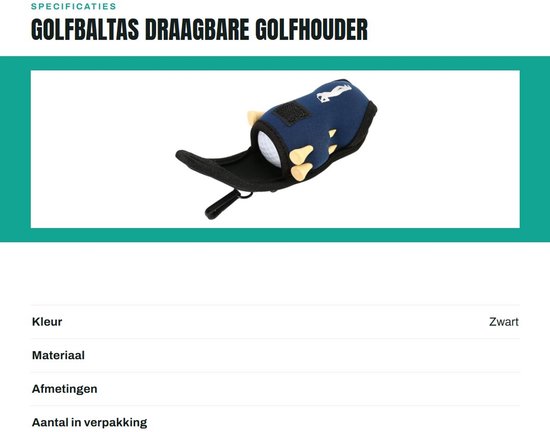 Dailygoods- Golfbaltas met clip - Draagbare golfaccessoires - Inclusief 4 afslagen/2 golfballen - Zacht stof - Elastisch/durzaam materiaal van Dailygoods — afbeelding 3