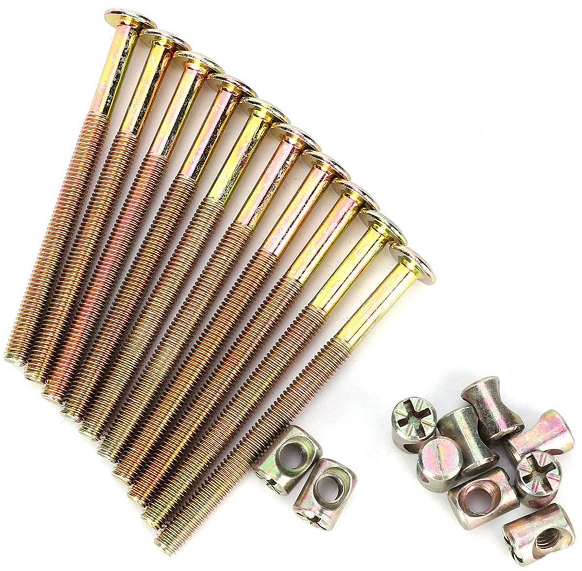 Dailygoods- Meubelschroeven 40 mm - Verzinkt Koolstofstaal - Cilindermoeren - Deuvelmoeren - Stekkerhouder - 10 Stuks - Bevestigingsschroeven