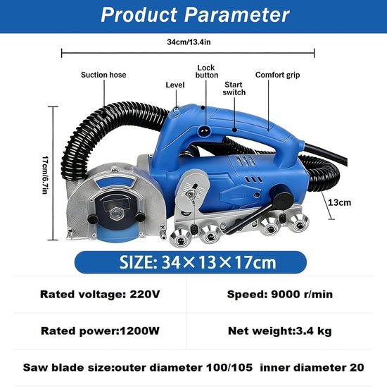Voegenreiniger - Tegelreiniger - Oude voegen verwijderen - Krachtige 1200W motor - 9000 TPM - Grijs — afbeelding 4