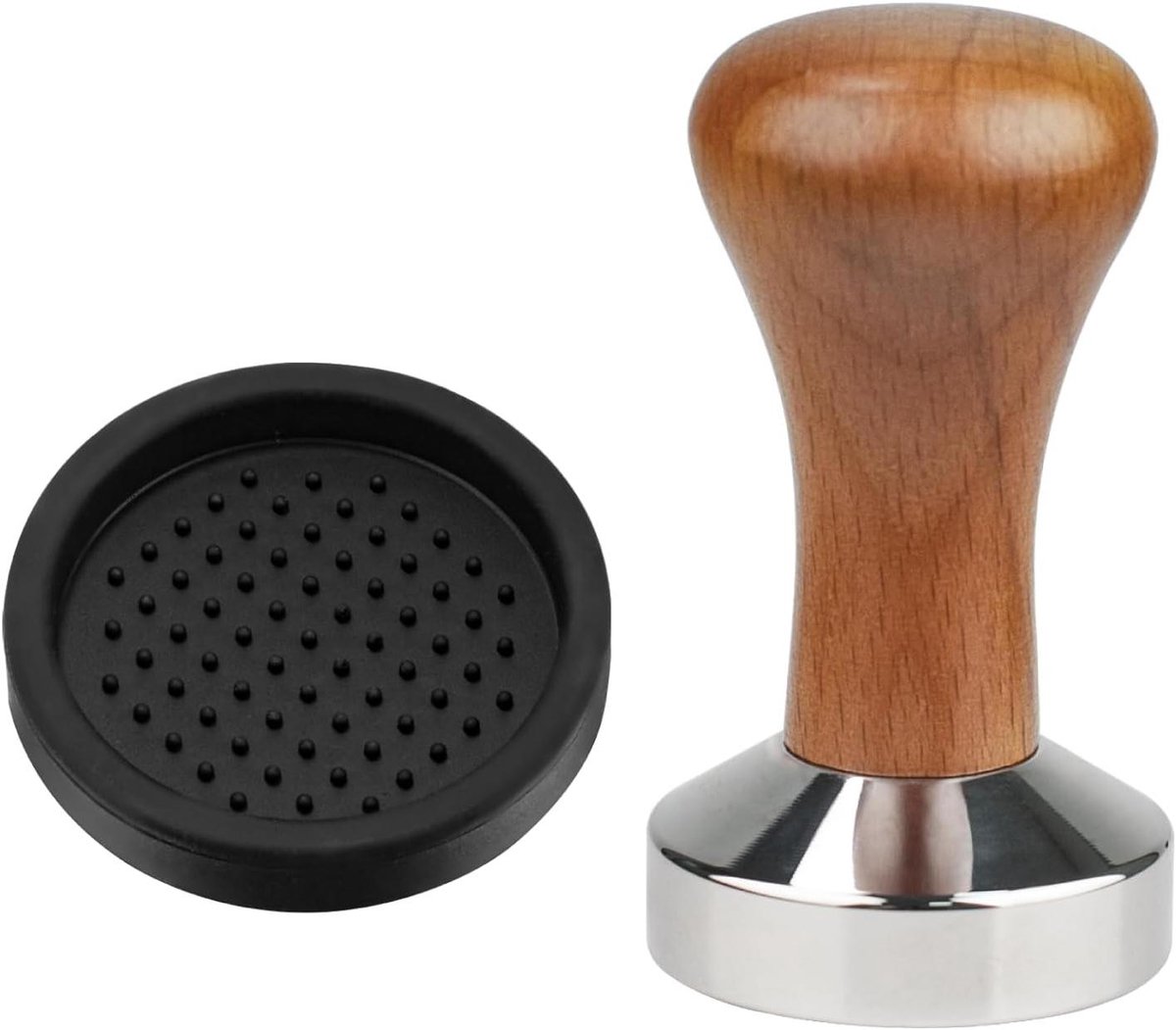 Koffiestamper - Espresso tool - Espresso bereiden - Houten handvat - 51mm - Donker