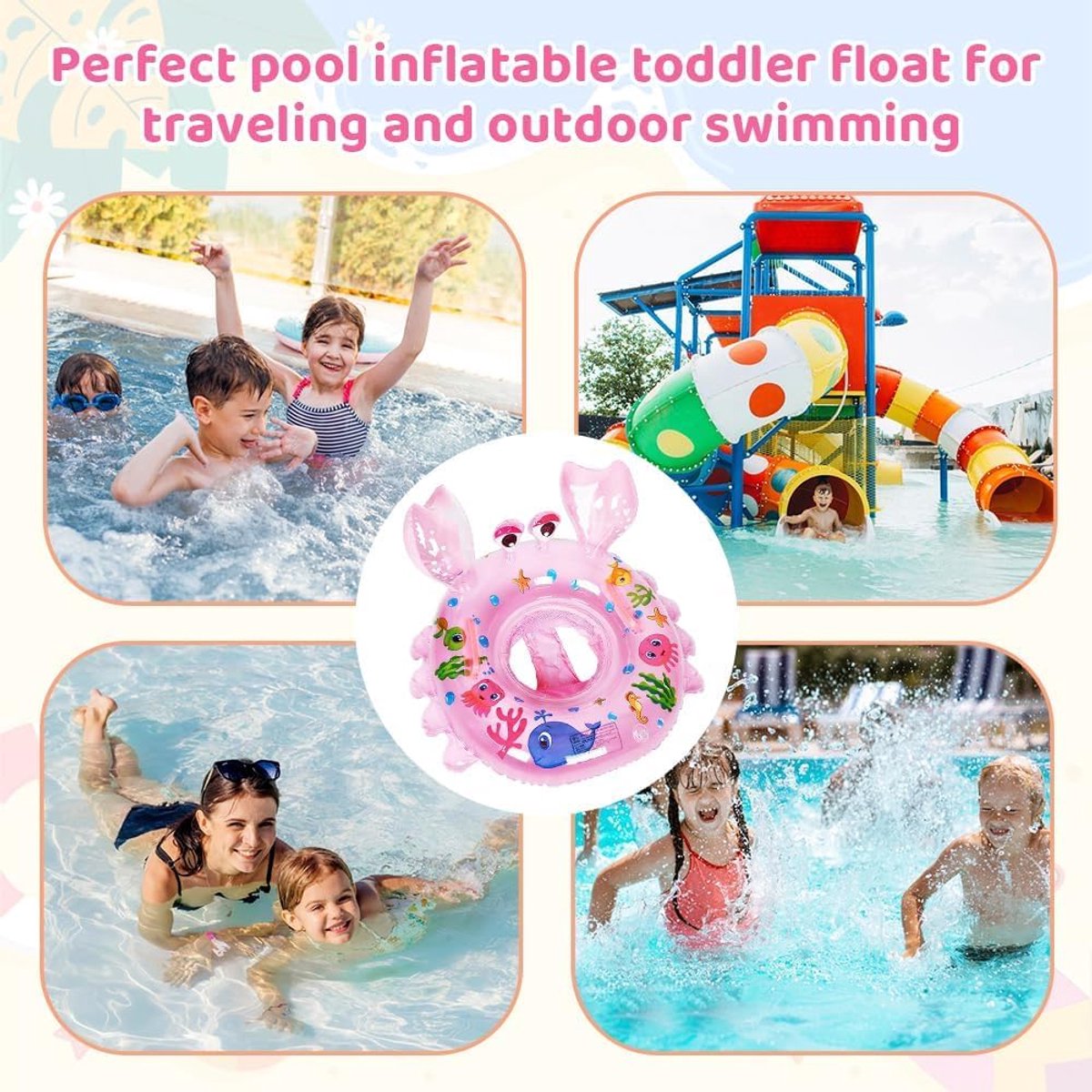 Baby zwemring - Zwemband baby - Waterpret kind - Met zitje - 6-36 maanden - Krab roze – foto 6