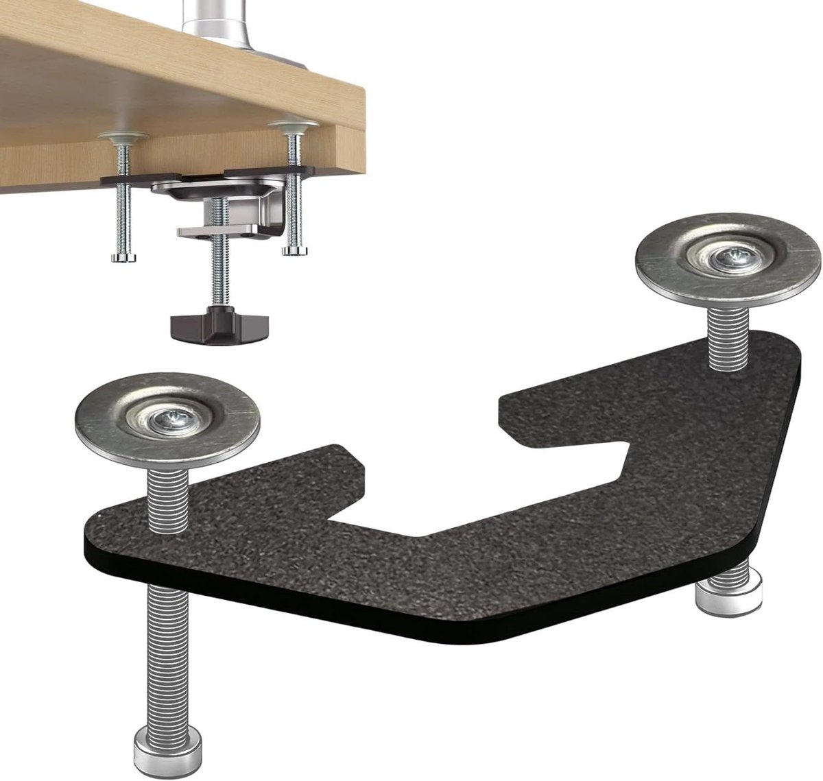 Verstevigingsplaat Monitor - Klemarm Scherm - Bureau Stabiliseren - Kantelvrije Techniek - 1-10cm Dikte - Zwart