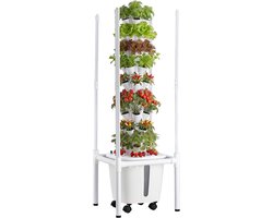 VEVOR Hydroponische Toren met 45 Pods, 9-laags Hydroponisch Kweeksysteem met LED Groeilamp, App Bediening & Wielen, 20L Watertank & Pomp, Hydroponische Toren voor Kruiden, Fruit & Groenten