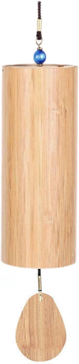 QUOVO® Windgong Bamboe - Windgong Buiten - Windorgel - Lichtbruin - 17cm x 7cm x 17cm