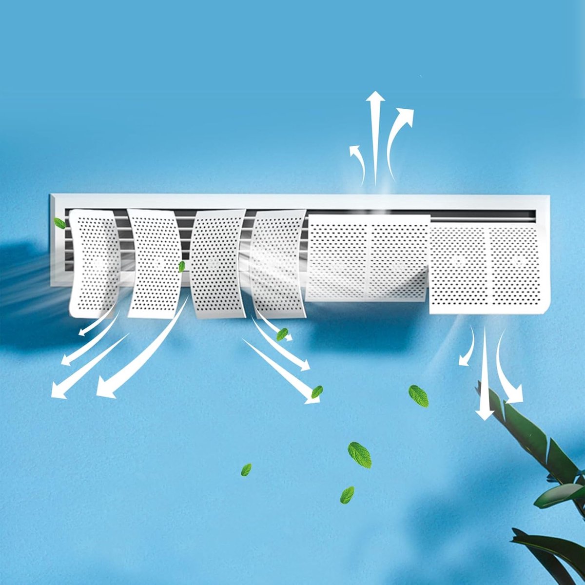 Luchtgeleider voor airco - 8 schotten - Verstelbaar - Vrijstaand - Voorkomt directe luchtstroom - Accessoire voor centrale airconditioning