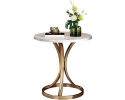 AIZYR Ronde bijzettafel, kleine bijzettafel, nachtkastje met goudkleurig metalen frame, salontafels, bankpunt voor kantoor, woonkamer, slaapkamer