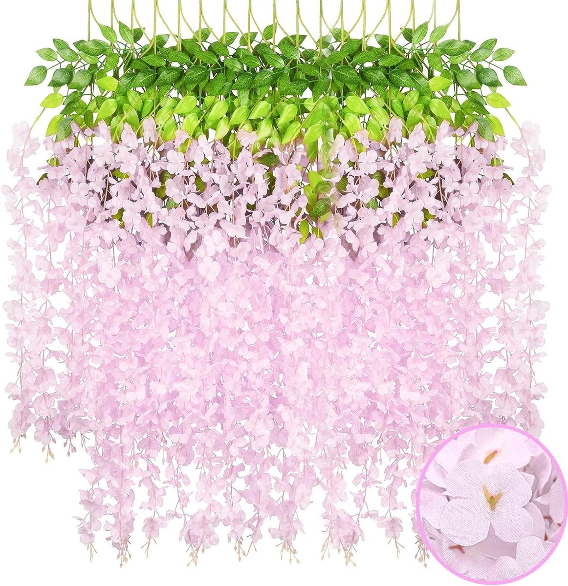 Wisteria Bloemenslinger - Nep Wisteria - Decoratie - Zijde en Flexibele Steel - 24 Stuks -