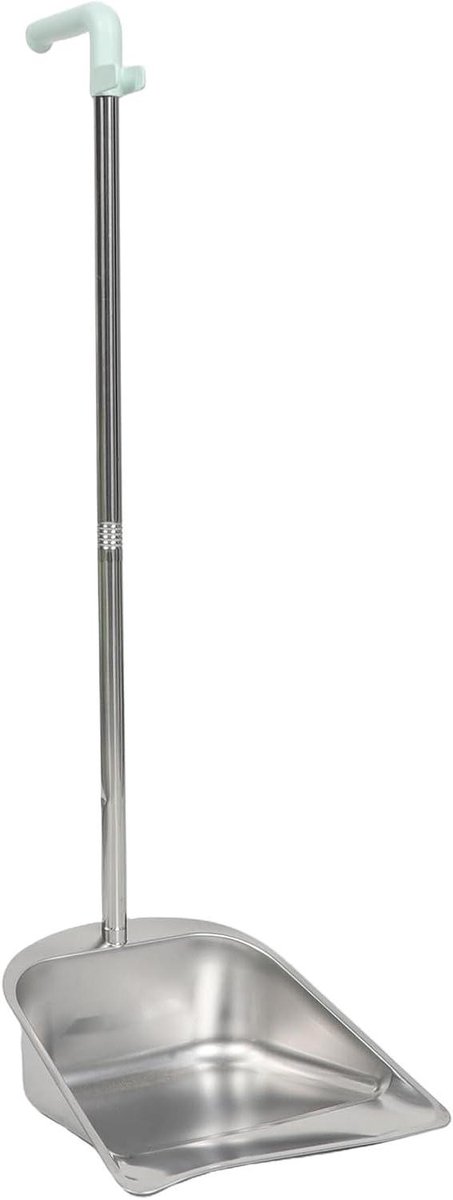 Roestvrijstalen Stofblik - Stoffer met steel - Huishoudelijk Gebruik - Rugvriendelijke steel - 80 cm lengte - Willekeurige kleur