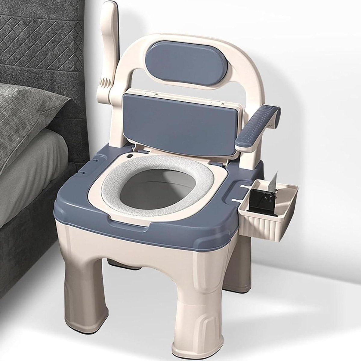 Toiletstoel Senioren - Bedcommode Douchestoel - Veiligheid Thuiszorg - Ultrabrede Zitting - 48.5 cm - Wit