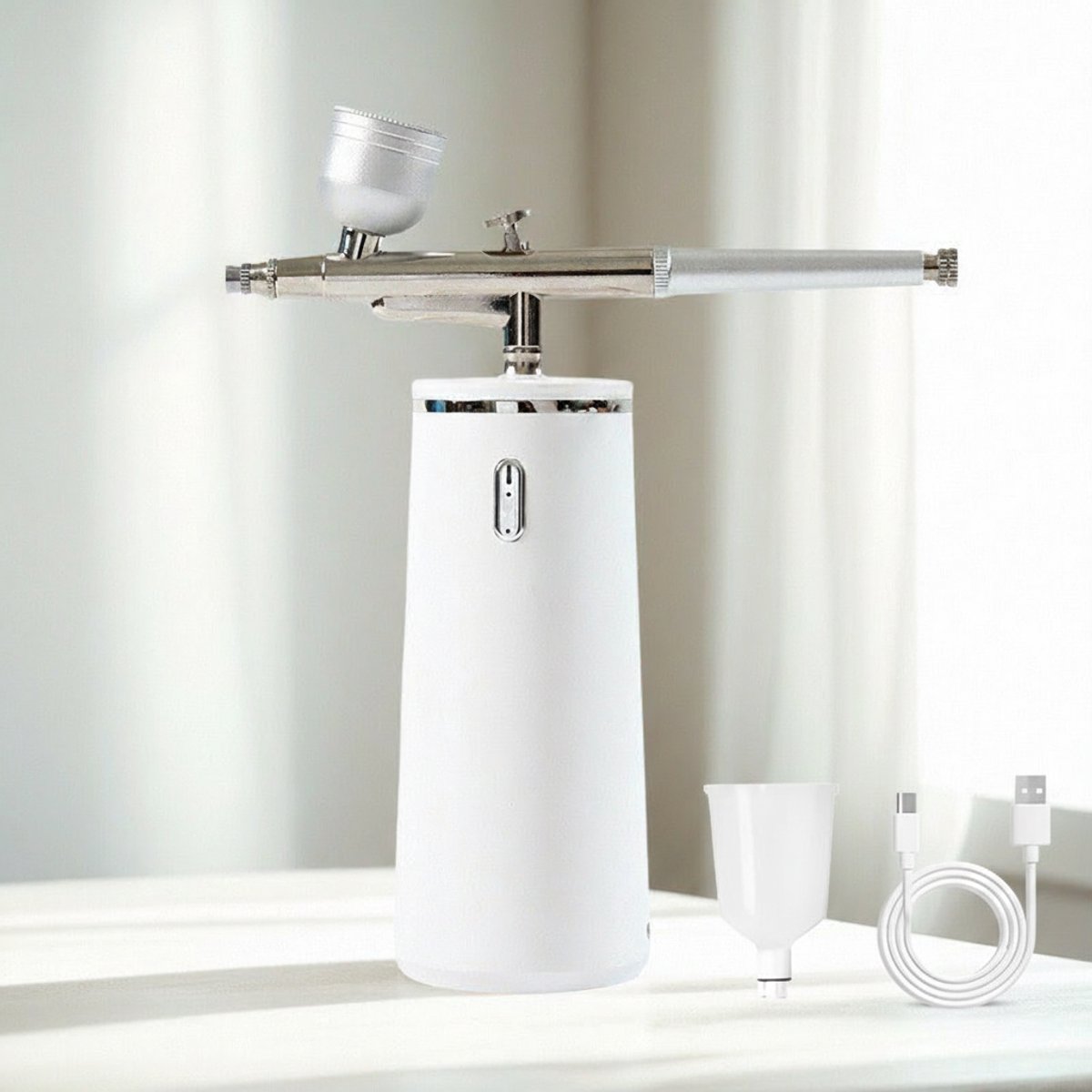 TEKROA® Nano Gezichtssprayer – Huidverjongingsapparaten - Hoogdruk Micro-Nano Mist (0,3 mm) - USB - Portable Hydraterend Oxygeenspray voor Gezicht & Lichaam - wit