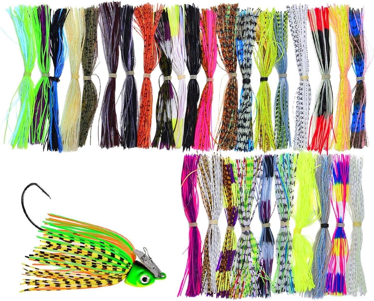 Spinnerbaits Aas - Vis Lokaas - Vissen Verhogen - Flexibele Siliconen Rokken - 30 Bundels - Mix