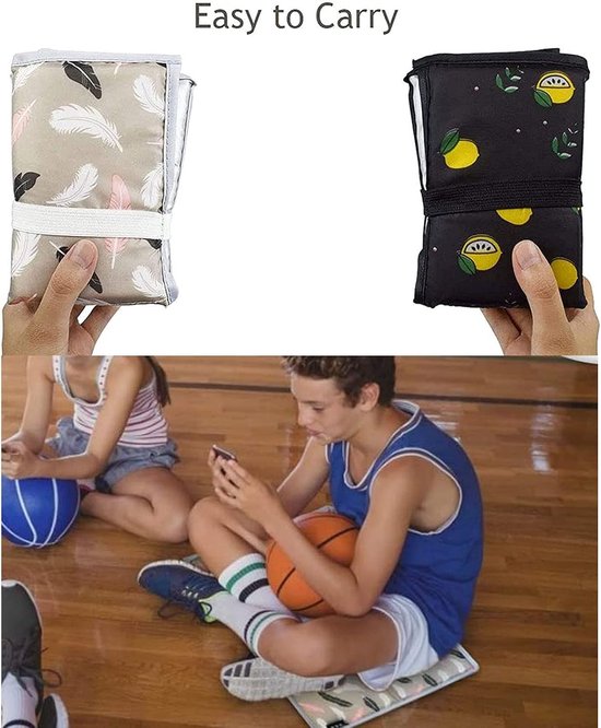 Opvouwbare outdoor zitkussen, 2 stuks, mat, waterdicht, isolerend, thermo-zitkussen, stadion, camping, jacht, wandelen, kamperen, voor kinderen en volwassenen (zwart + grijs) — afbeelding 4
