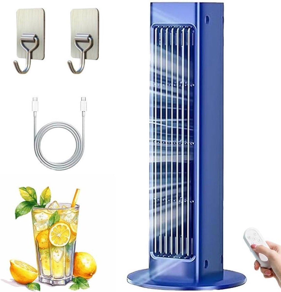 Draagbare Airco - Koelventilator - Directe Koeling - Stille Werking - 32.5 cm Hoog - Blauw
