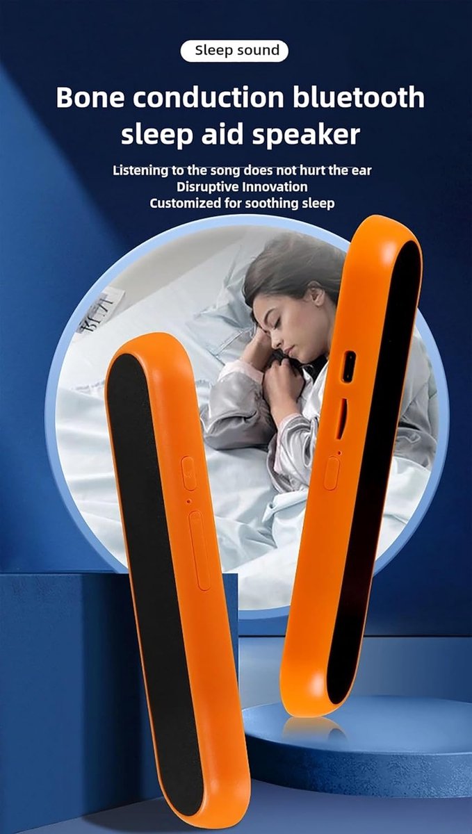 Kussenluidspreker Slapen - Mini Geluid - Betere Slaap - Botgeleiding Geluid - 130 Millimeter - Oranje — afbeelding 3