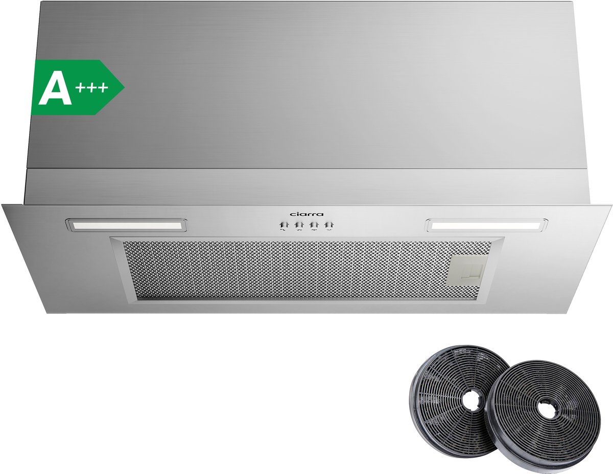 CIARRA VMS6926A - A+++ 704 m³/u Inbouwafzuigkap 60 cm Onderbou afzuigkap, met LED Recirculatie & Luchtafvoer RVS