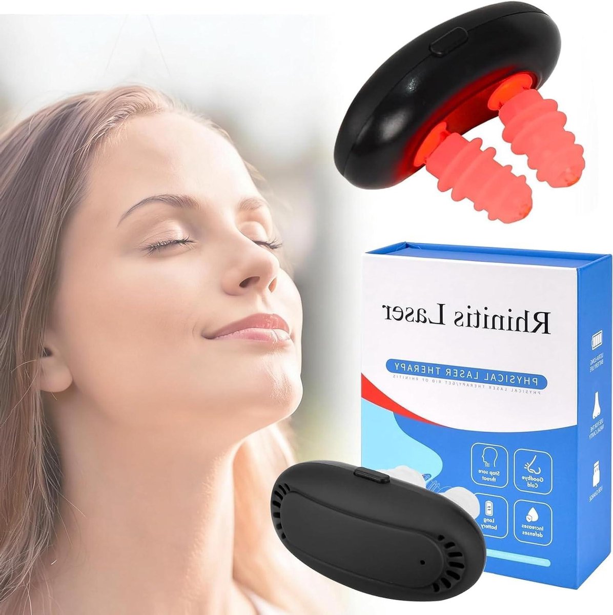 Neus Therapie Apparaat - Licht Therapie - Ademhaling Verbeteren - Gerichte Neusverzorging - 13.8 x 10.1 cm - Wit