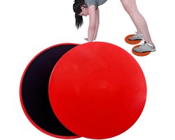 Fitness Schuifschijven - Trainingsschijven Core Sliders - Thuis Fitnessen - Dubbelzijdig Ontwerp - 17 cm Diameter - Rood