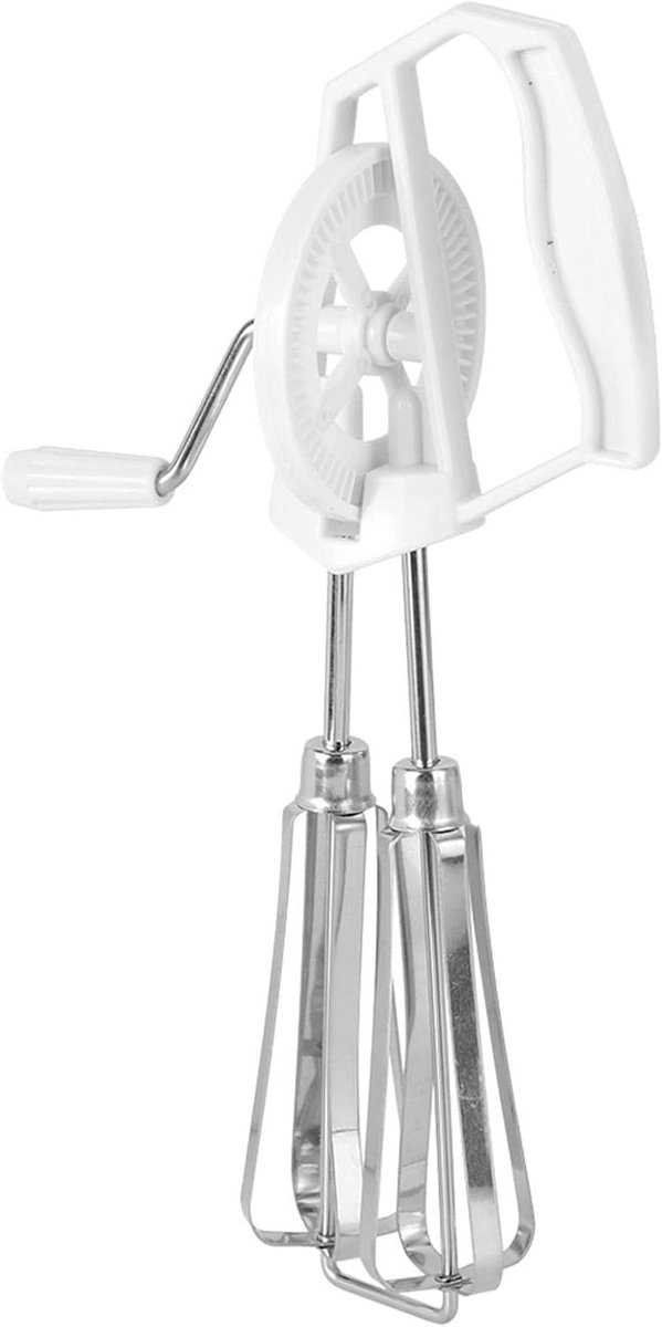 Eierklopper Handslinger - Handmixer Garde - Beslag Maken - Dubbele Kop Ontwerp - 25.5 cm - Wit