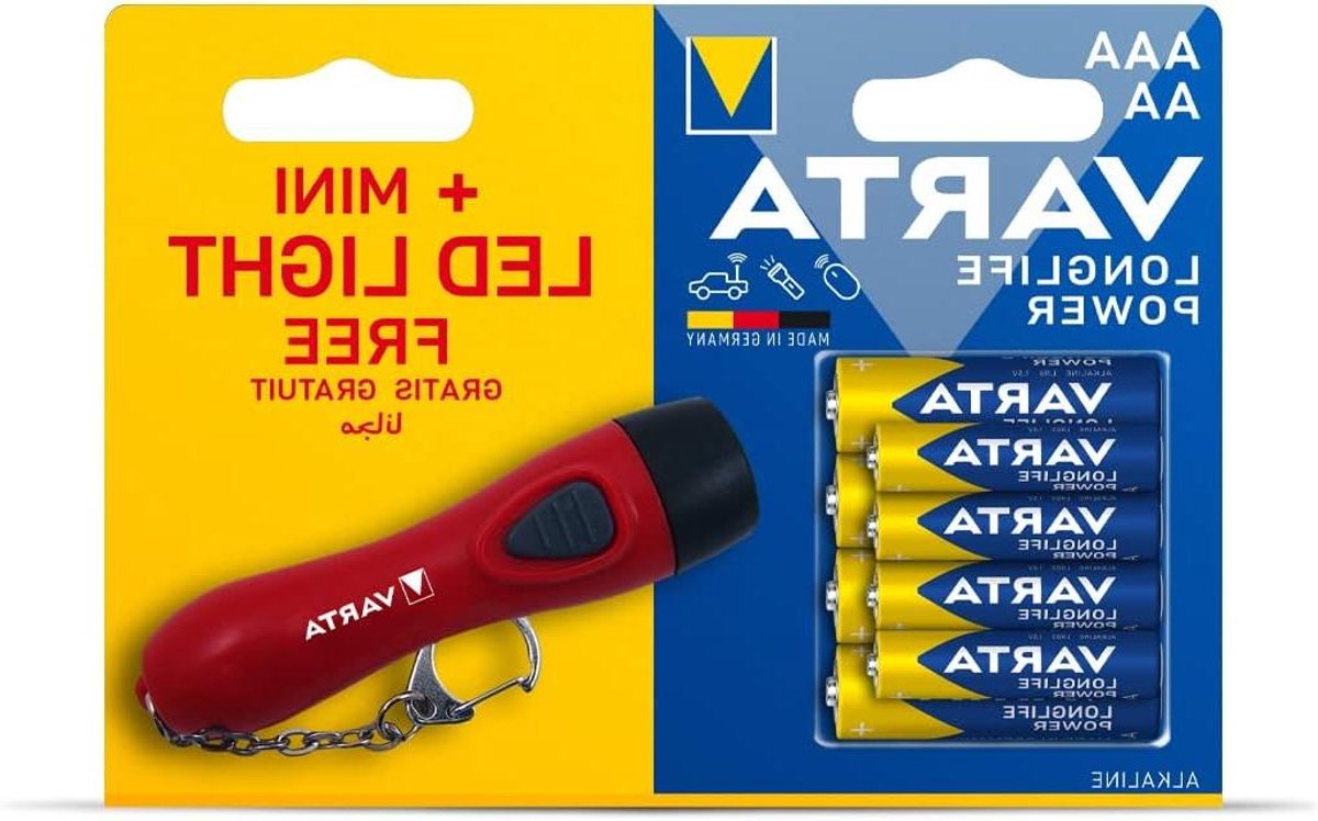Batterijen Set - Stroombronnen - Apparaten Aandrijven - Inclusief Zaklamp - 4x AA 4x AAA - Zwart
