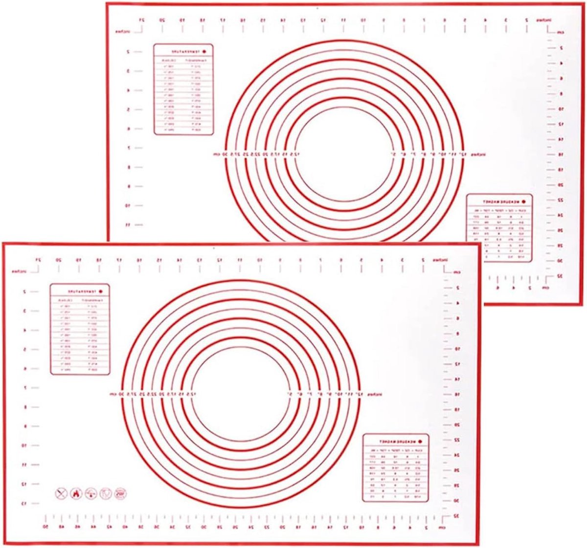 Siliconen bakmat - Bakplaat mat - Precisie bakken - Met meetindicatoren - 40x70 cm - Rood