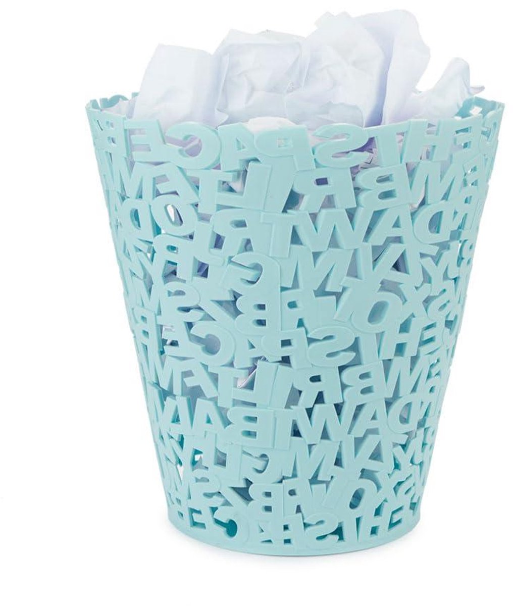 Prullenbak Letters - Afvalbak Design - Netjes Houden - Origineel Briefspel - 115 Liter - Turquoise