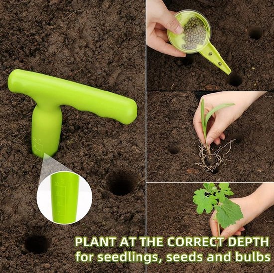 Solidchoice- Plantenzaaier set 5 maten - Ergonomische zwengel - Kunststof - Tuingereedschap - Labels voor tuinieren - Gaten van 0,12-1,0 cm - Zaaigereedschap van Solidchoice — afbeelding 4