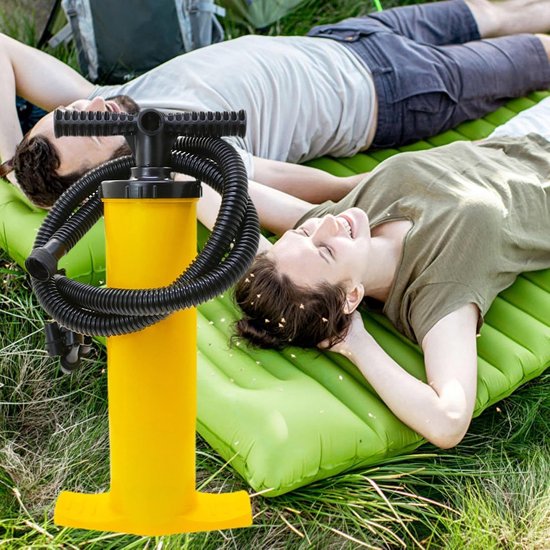 Handmatige Luchtpomp - Dubbelwerkende Pomp - Kampeeruitrusting Opblazen - Hoge Druk Ontwerp - 4 Liter - Geel — afbeelding 3
