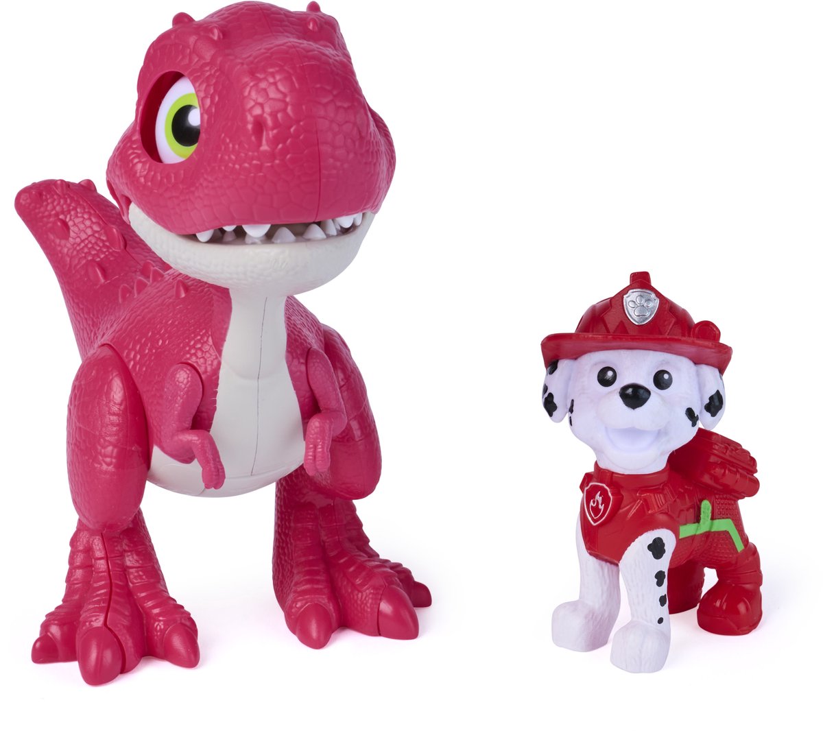 PAW Patrol - De Dino Film - Marshall Roaring Pup Pals, bevat beweegbare speelgoeddinosaurus Rhubarb van 10,1 cm met geactiveerde geluiden en Marshall-actiefiguur — cadeau in Spellen & Speelgoed - foto 4
