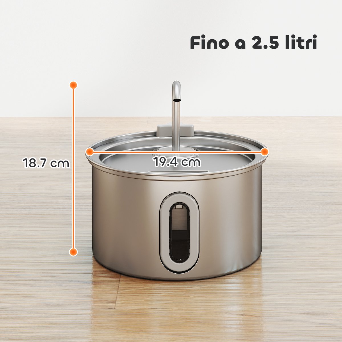 2,5 l RVS kattenwaterfontein met led en 2 standen thumbnail 4