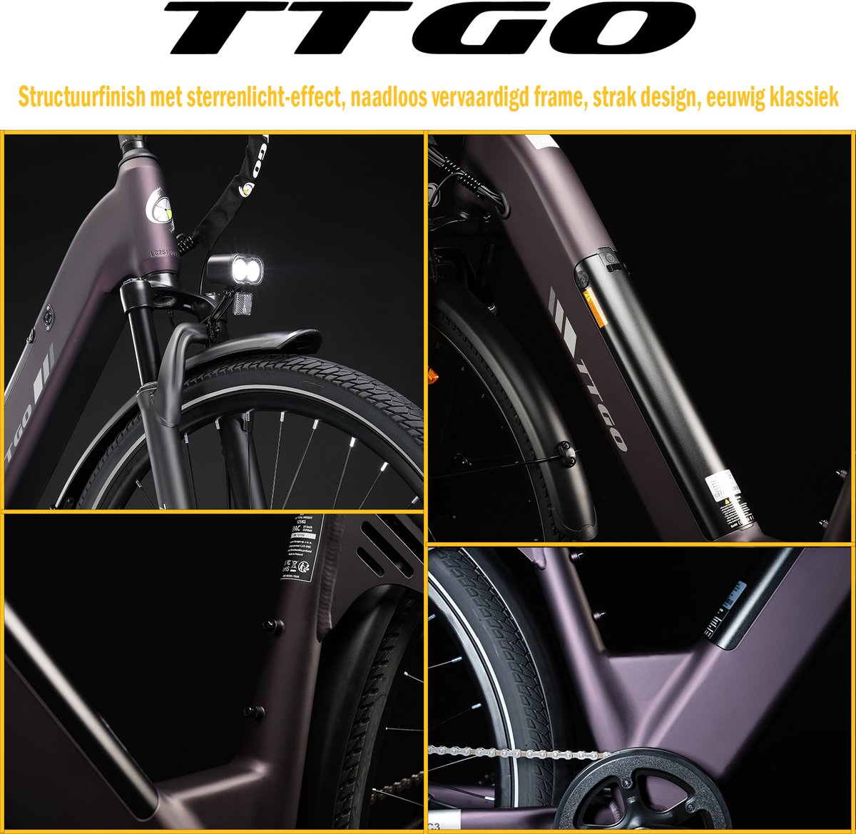 TTGO C3 Elektrische Stadsfiets - 120km, 36V 18AH thumbnail 4