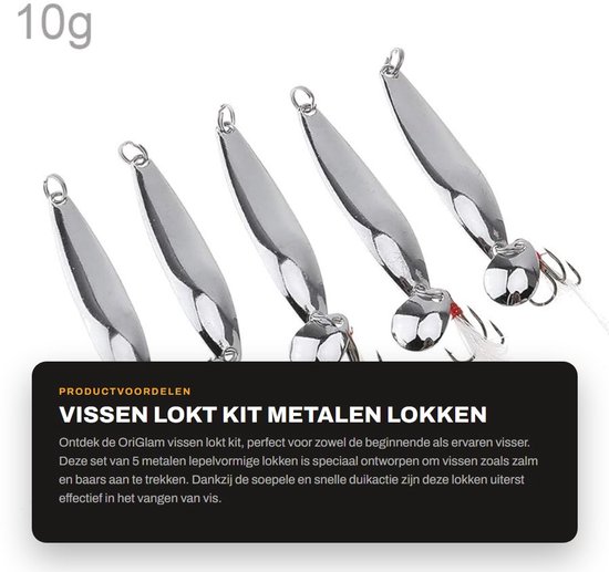 Vijf stuks metalen vislures met dreggen voor het vangen van zalm en baars, ideaal voor sportvissen — afbeelding 3