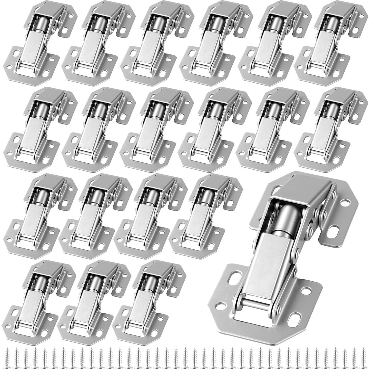 Dailygoods- Kastscharnieren 20 Stuks - Softclose Functie - Koudgewalst Staal - Zilver - 77 x 32,5 x 19 mm - Duurzaam en Schokbestendig - Deurscharnieren