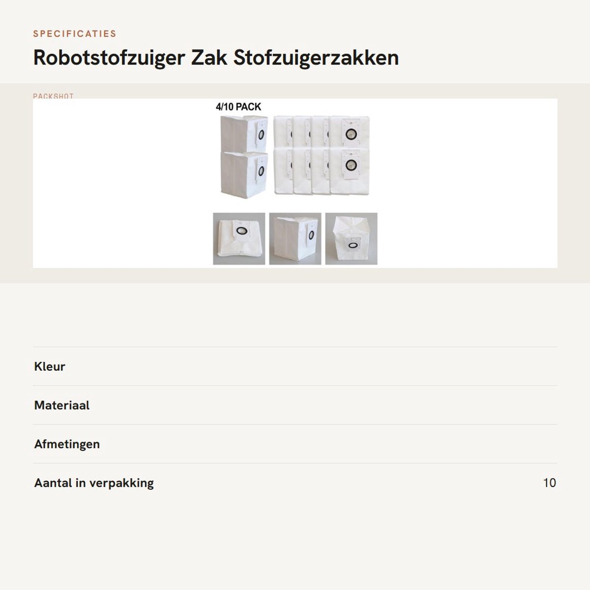 Dailygoods- Stofzuigerzakken 10-Pack - Voor Robotstofzuiger - 4L Capaciteit - Langdurige Prestaties - Perfecte Pasvorm - Optimale Prestaties - Stofzak