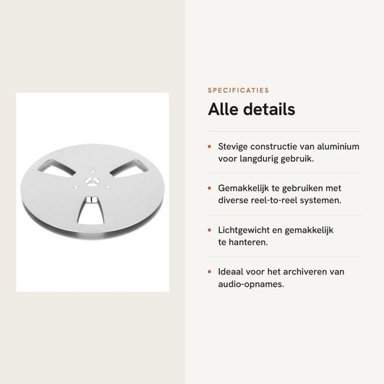 NTHProducts - Empty Tape Reel - 1/4 Inch - Aluminium - 7 Inch - Voor Open Reel Audio - Universeel - 3 Gaten van Nthproducts — afbeelding 2