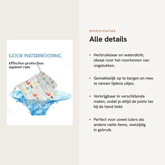 Wet Dry Cloth luiertassen *3, waterdichte natte tas, luiertas, neustassen voor baby's luiers, wasbare reistassen, met ritssluiting/polsband, S/M/L, drie maten, willekeurige kleuren van DALADA — afbeelding 3
