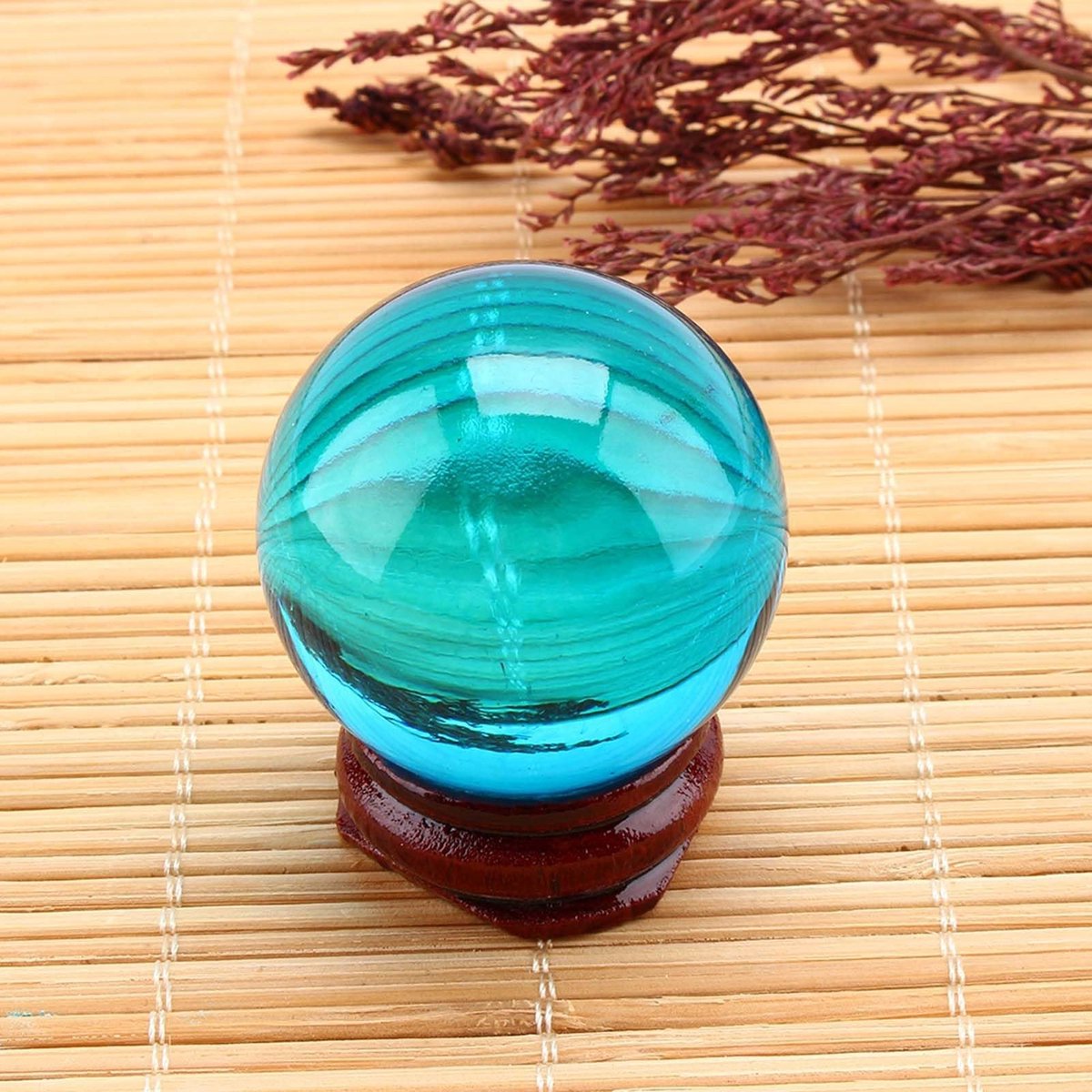 Dailygoods- Bolstandaard 40mm - Kristallen Bol - Feng Shui - Waarzeggerij - Ornament - Zeldzaam Natuurlijke Koningsblauw