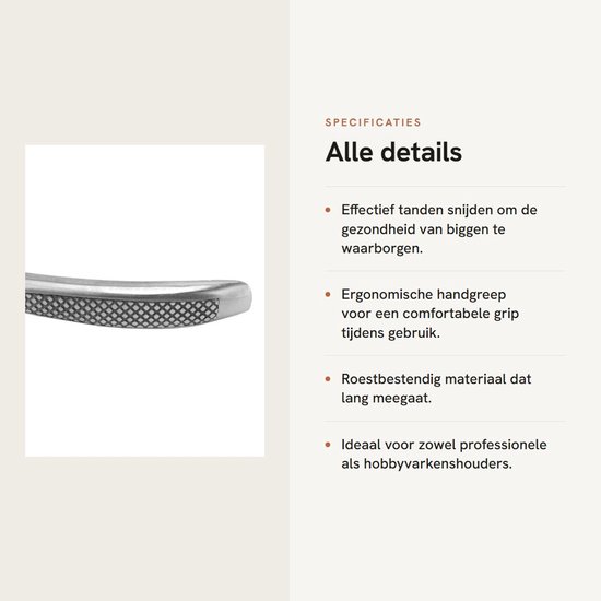 Allecto - Biggetjessnijder - Roestvrij staal - Ergonomische handgreep - Varkenssnijder - Effectief tanden snijden - Geschikt voor konijnen - Model ... van Merkloos	 — afbeelding 2