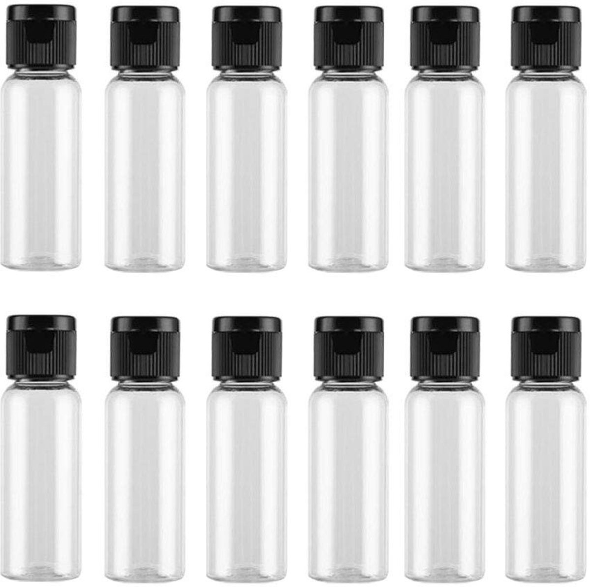 Dailygoods- Flacon 20 ml - 12 Stuks - Transparant - Herbruikbaar - PET/PP - Veilig en Gezond - Cosmeticflesje