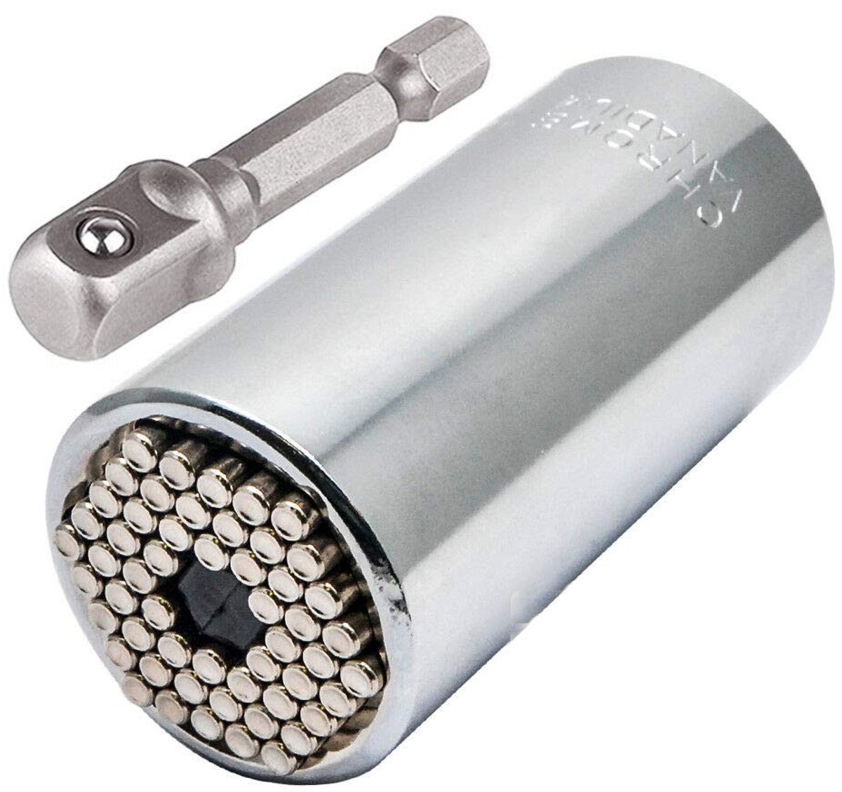 Dailygoods- Dopsleutelset universele grip - Powerbooradapter - Zelfinstellende combinatie - Compact en duurzaam - Voor auto-industrie en huishoudelijk onderhoud - Materiaal: CR-MO, maat: 1/4 - Moersleutel