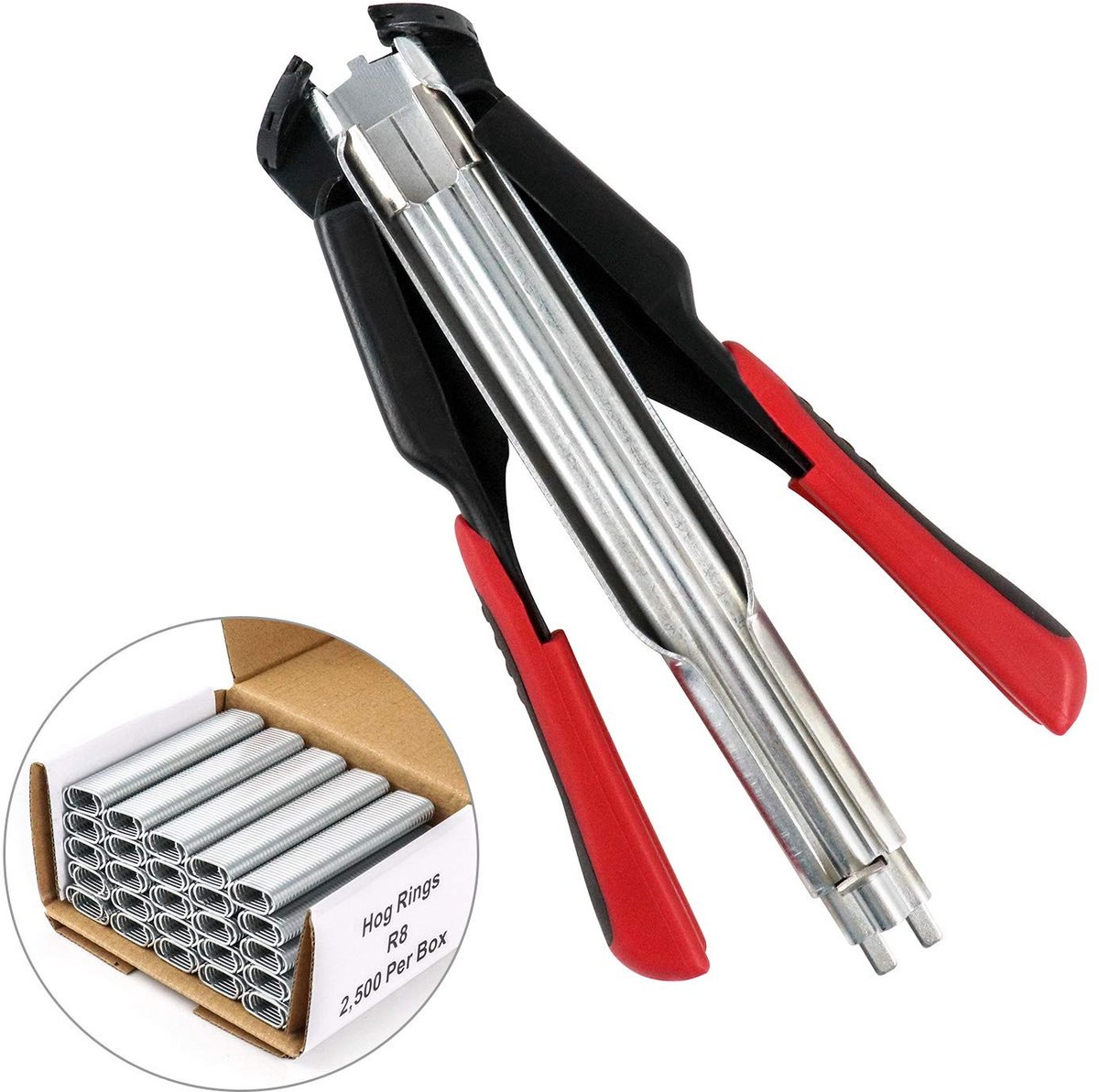 Dailygoods- Hog Ring Tang Automatisch - 2500 Stuks Hog Ringen - Roestvrij Staal - Antislip Rubber - Duurzaam - Professioneel Gebruik - Bevestigingstang
