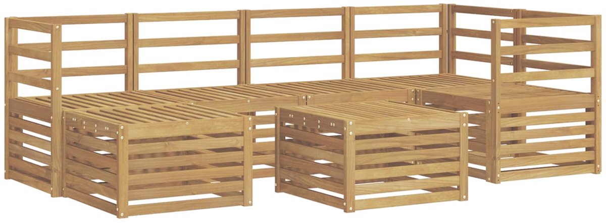 vidaXL Buiten - bank - set - 7 - st - 5-zits - Wit - Polyester