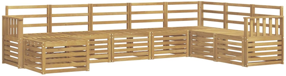 vidaXL Buiten - bank - set - 8 - st - 8-zits - Wit - Massief - Acacia - Hout