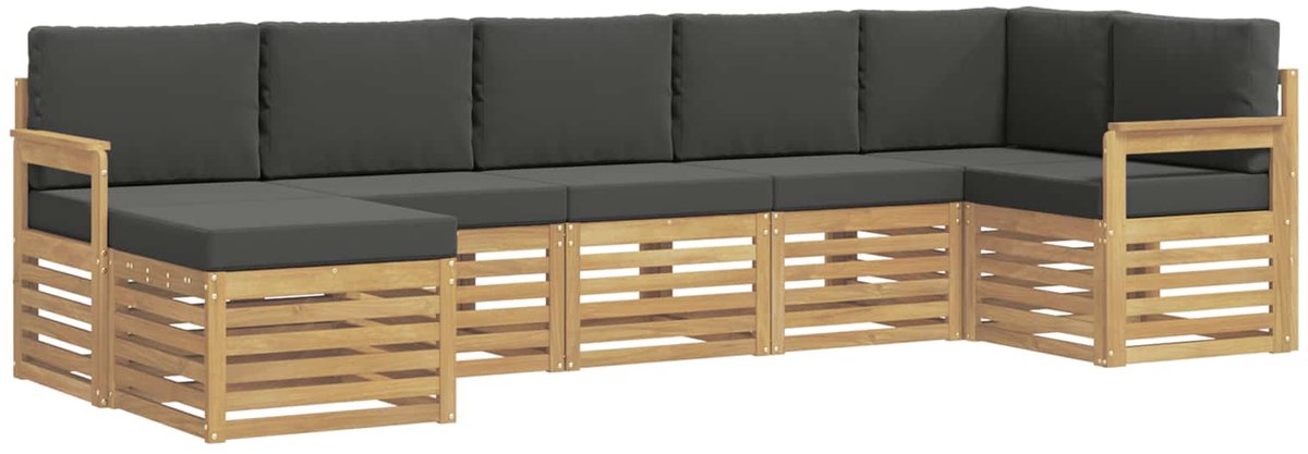 vidaXL Buiten - bank - set - 7 - st - 6-zits - Wit - en - antracietkleurig Wit en antracietkleurig