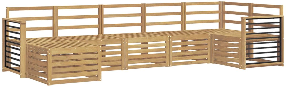 vidaXL Buiten - bank - set - 7 - st - 6-zits - Wit - Solid - Acacia - Wood